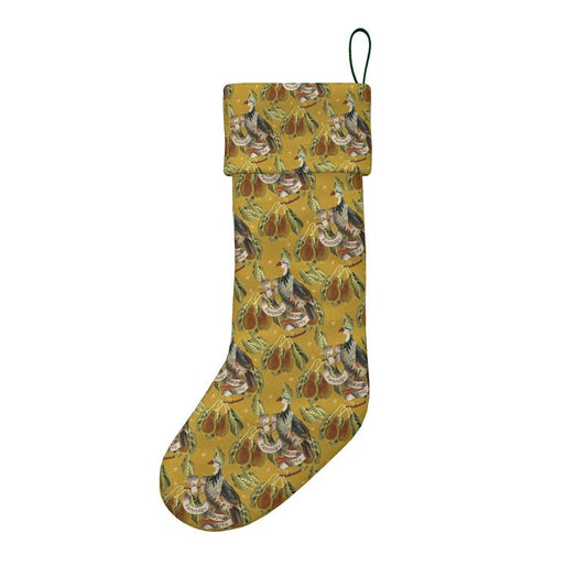 Christmas Stocking exclusive Partridge in a Pear tree pattern gold